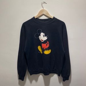 Faded distress vintage Mickey Mouse sweatshirt black medium